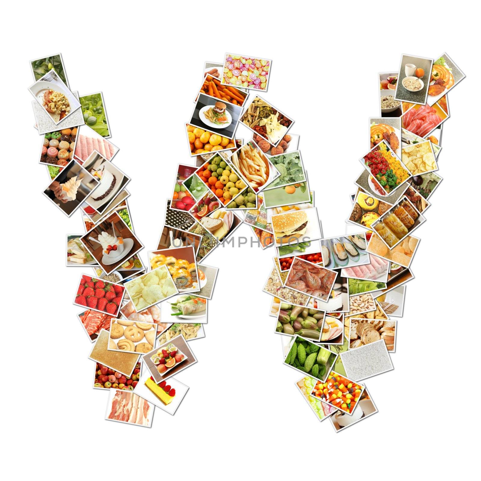 Letter W with Food Collage Concept Art