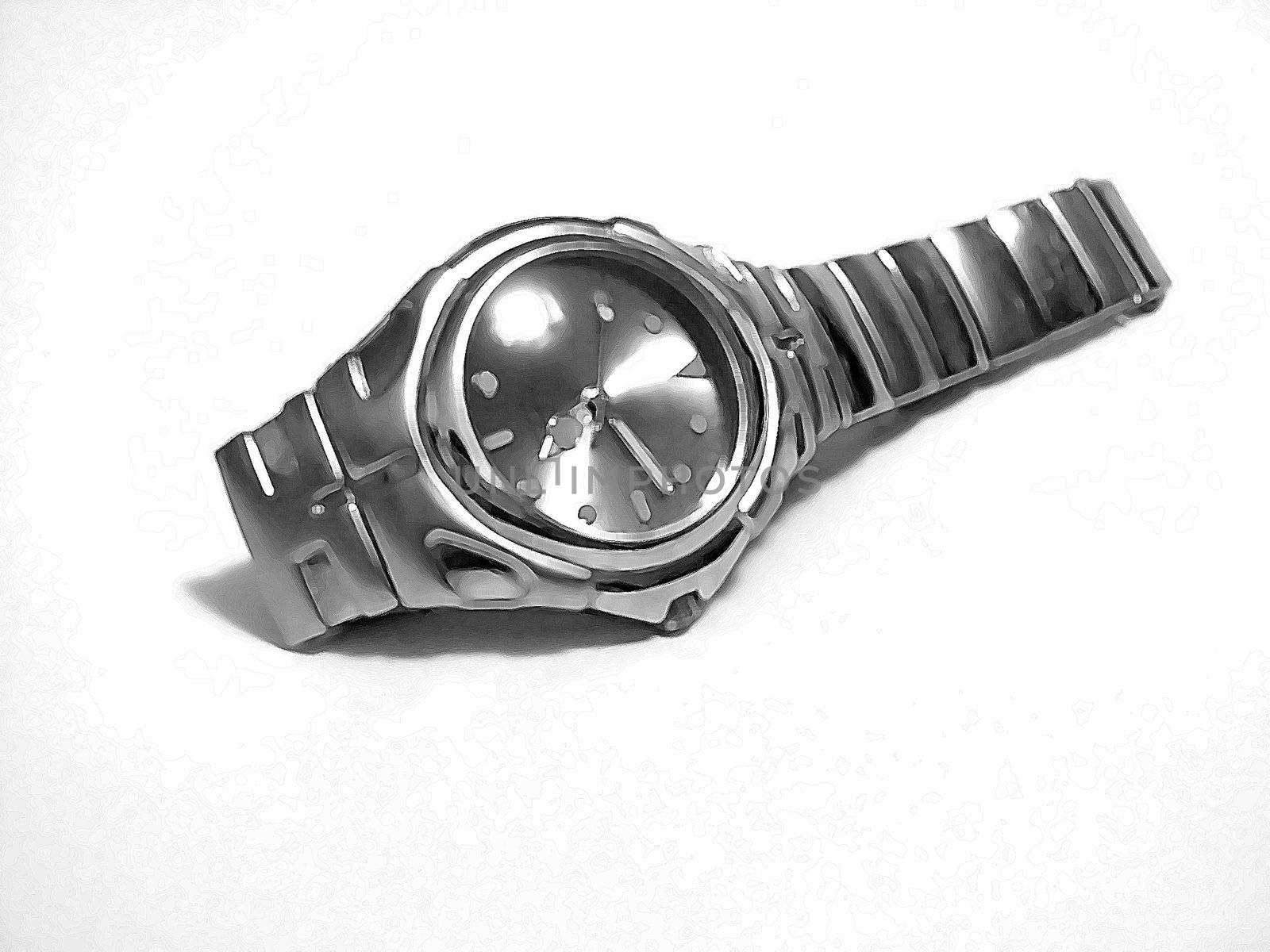 A watch with a paintbrush filter effect.