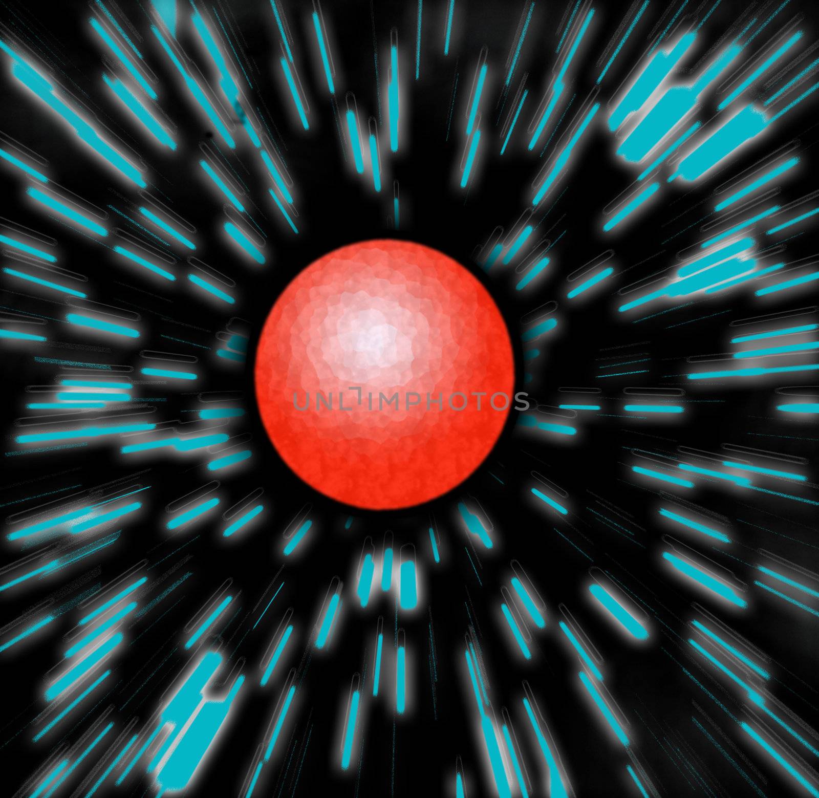 Zooming at warp speed / hyperspace towards a red planet - could be mars. Hyperdrive Zoom Blur