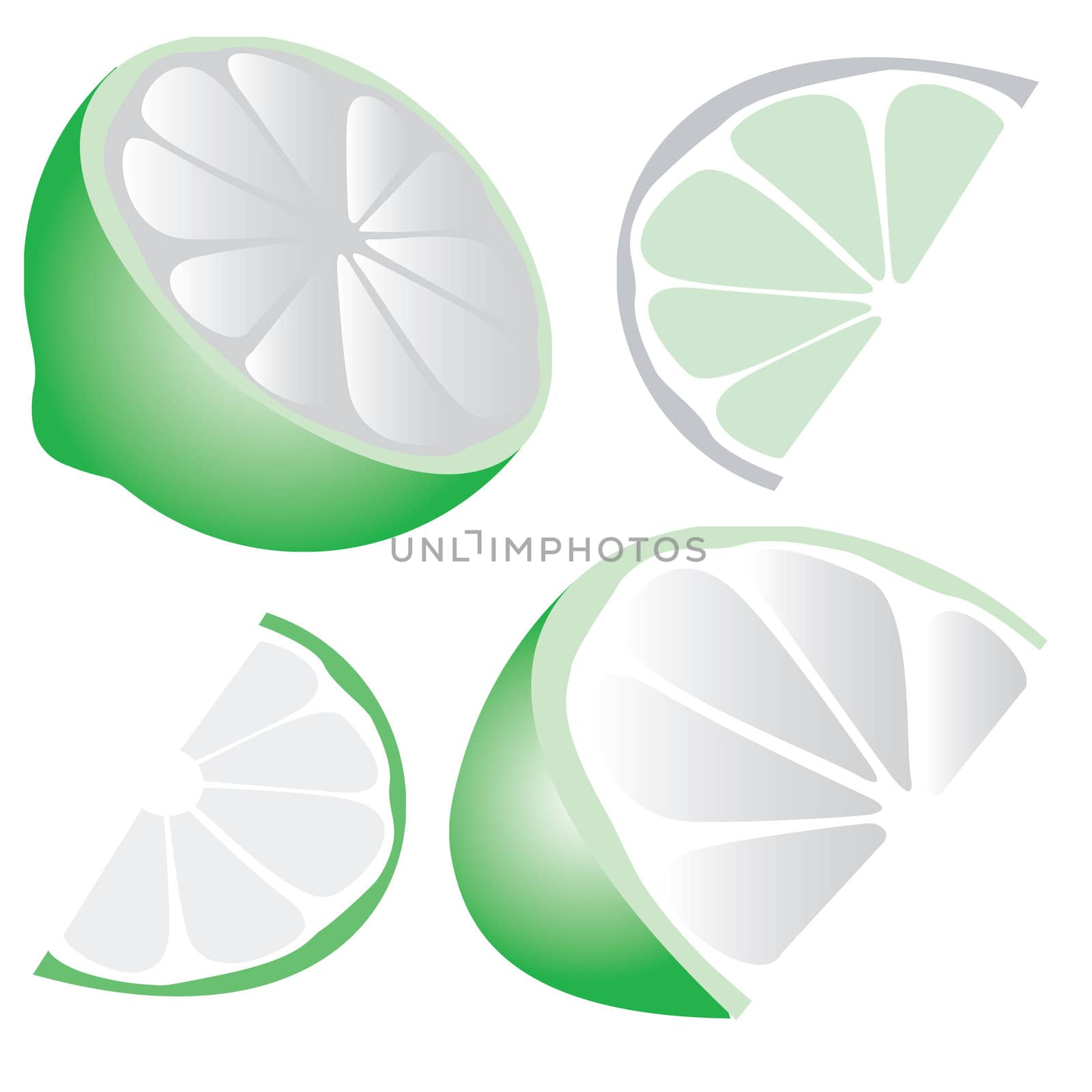 A drawing of some green lime slices.