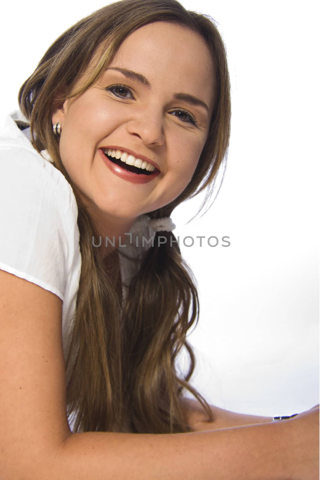 young woman lying down making eye contact by DNFStyle