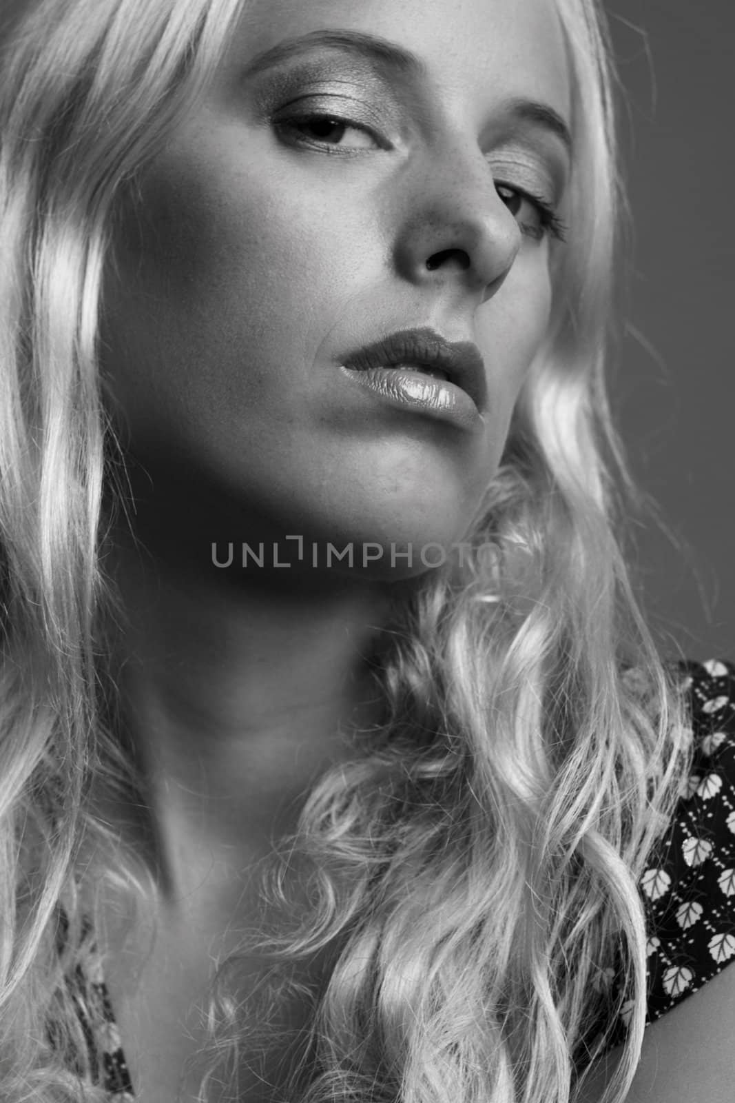 Long blond haired woman portrait by DNFStyle