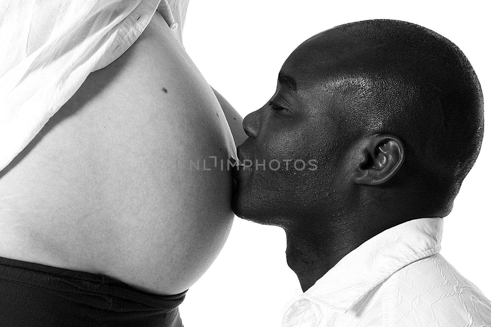 African kiss on caucasian white belly by DNFStyle