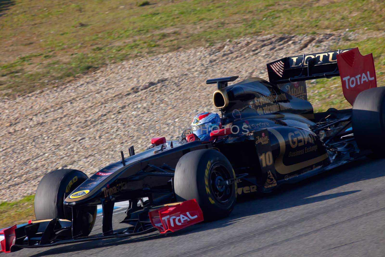 JEREZ DE LA FRONTERA, SPAIN - FEB 11: Vitaly Petrov of Lotus Renault F1 ON February 11 , 2011, on training session in Jerez de la Frontera , Spain