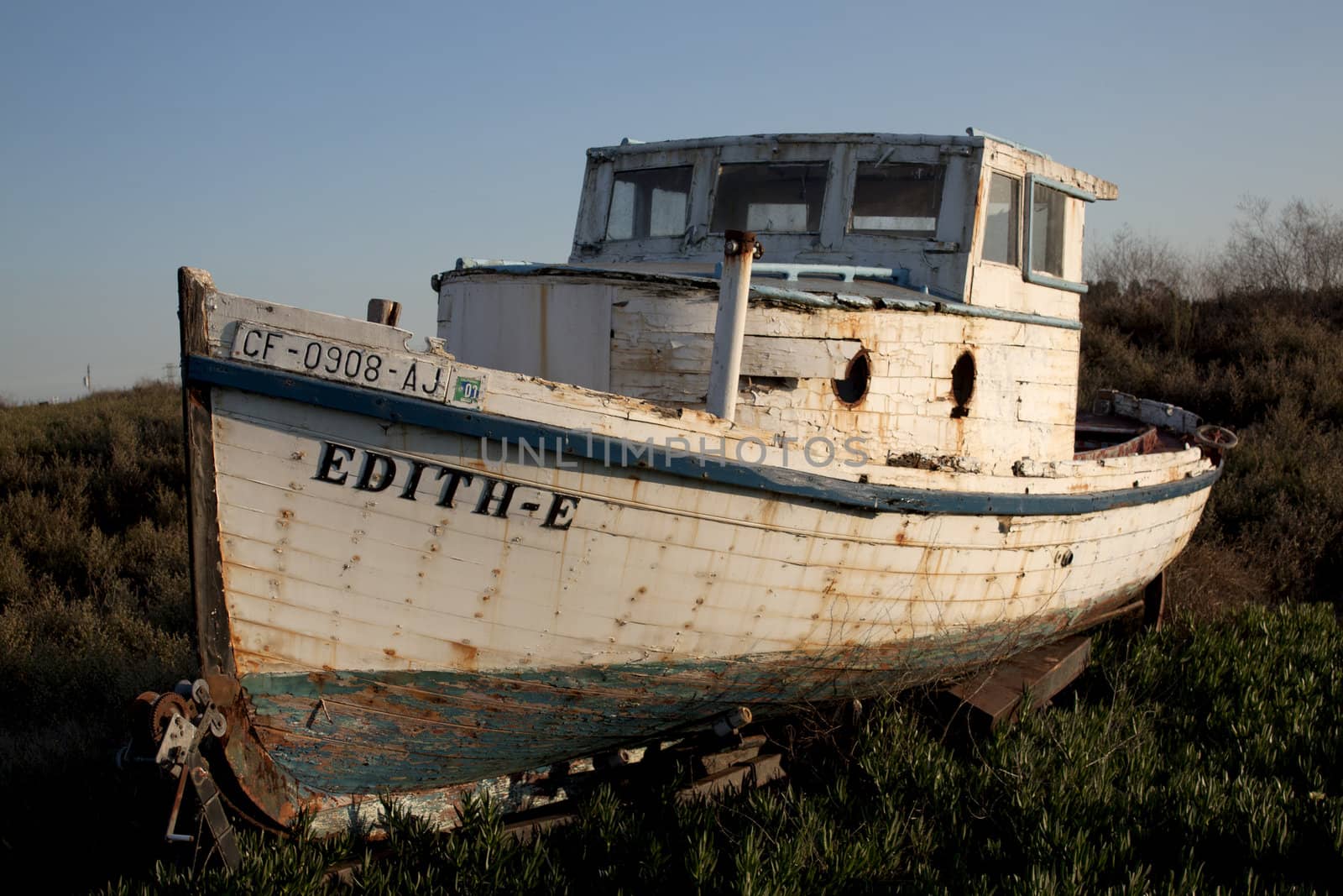 Wrecked boat on the beach