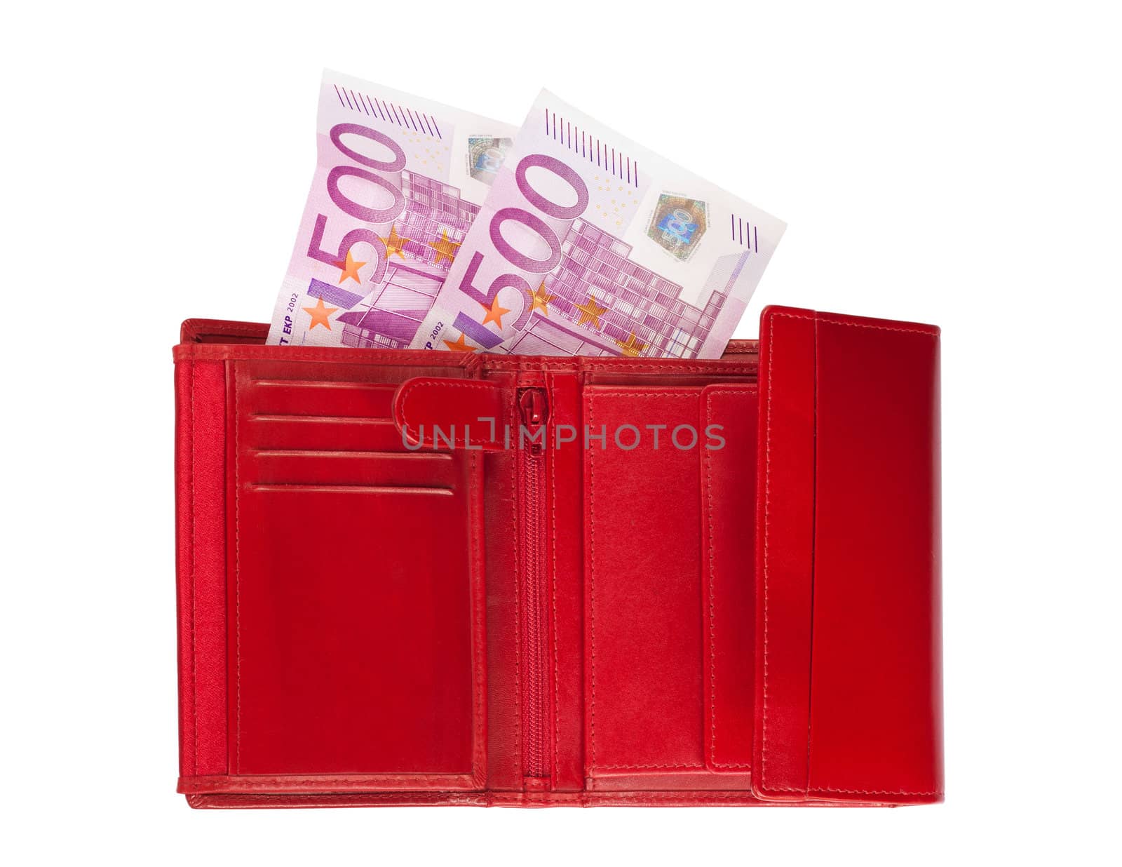 Red Wallet with Euros by Brigida_Soriano