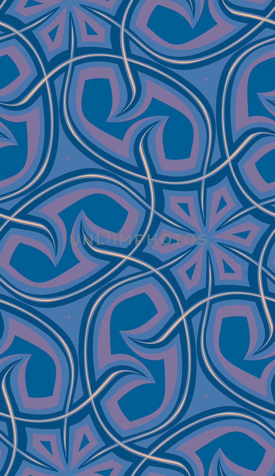 Seamless background pattern of wavy spines in blue tones.