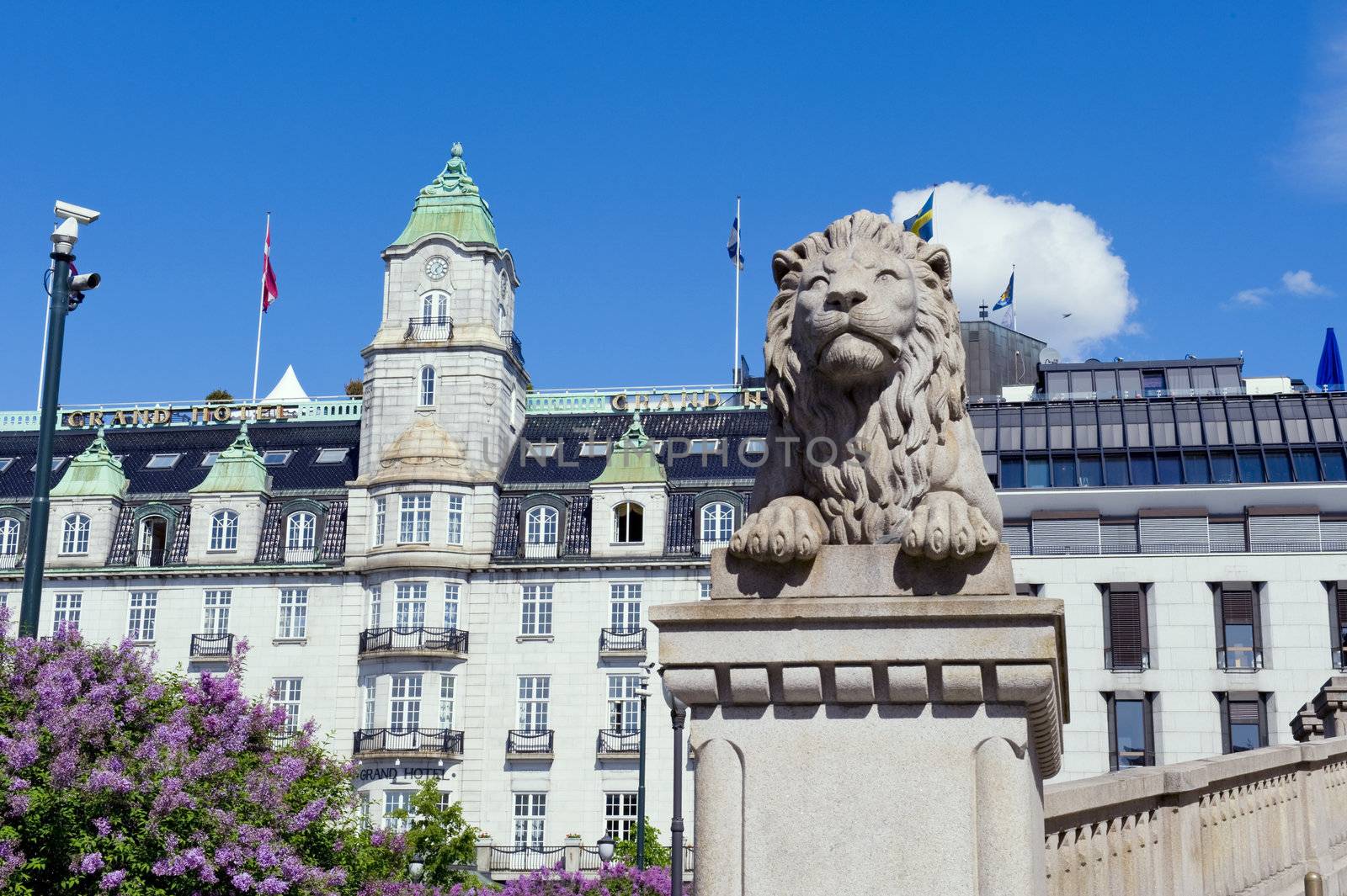 Sculpture of a lion in the center of Oslo