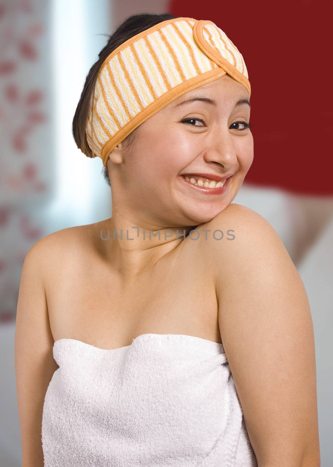 Woman wrapped in a bath towel by stuartmiles