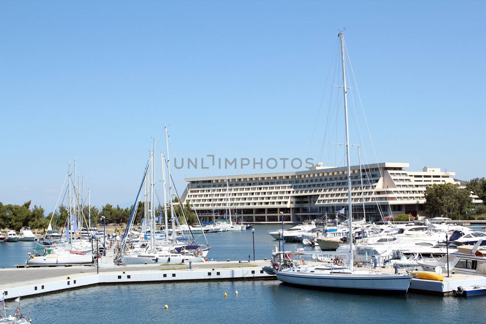 Porto Carras port with yachts and boats by goce