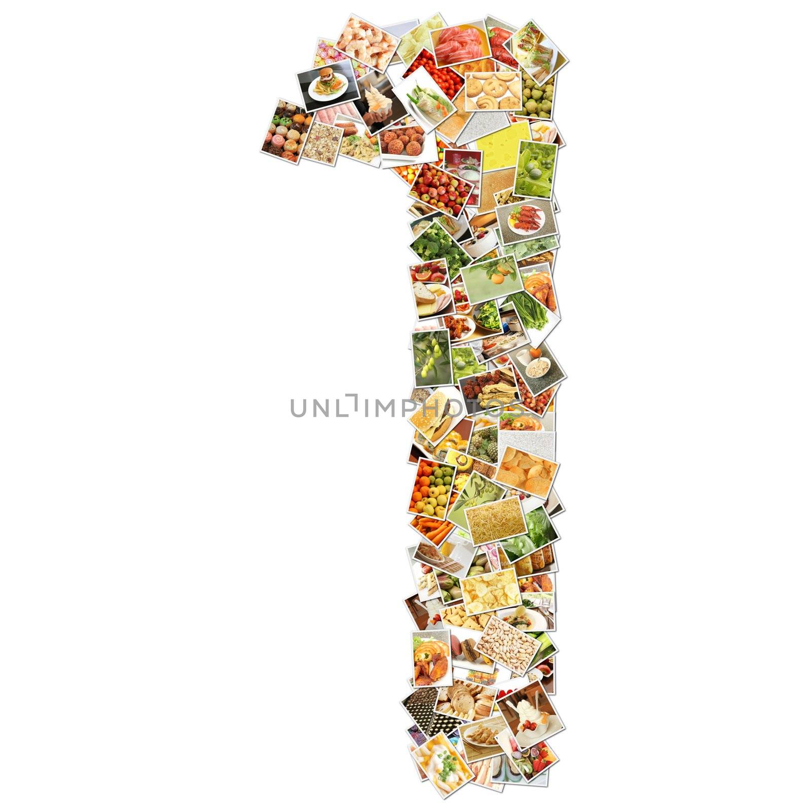 Number 1 One with Food Collage Concept Art