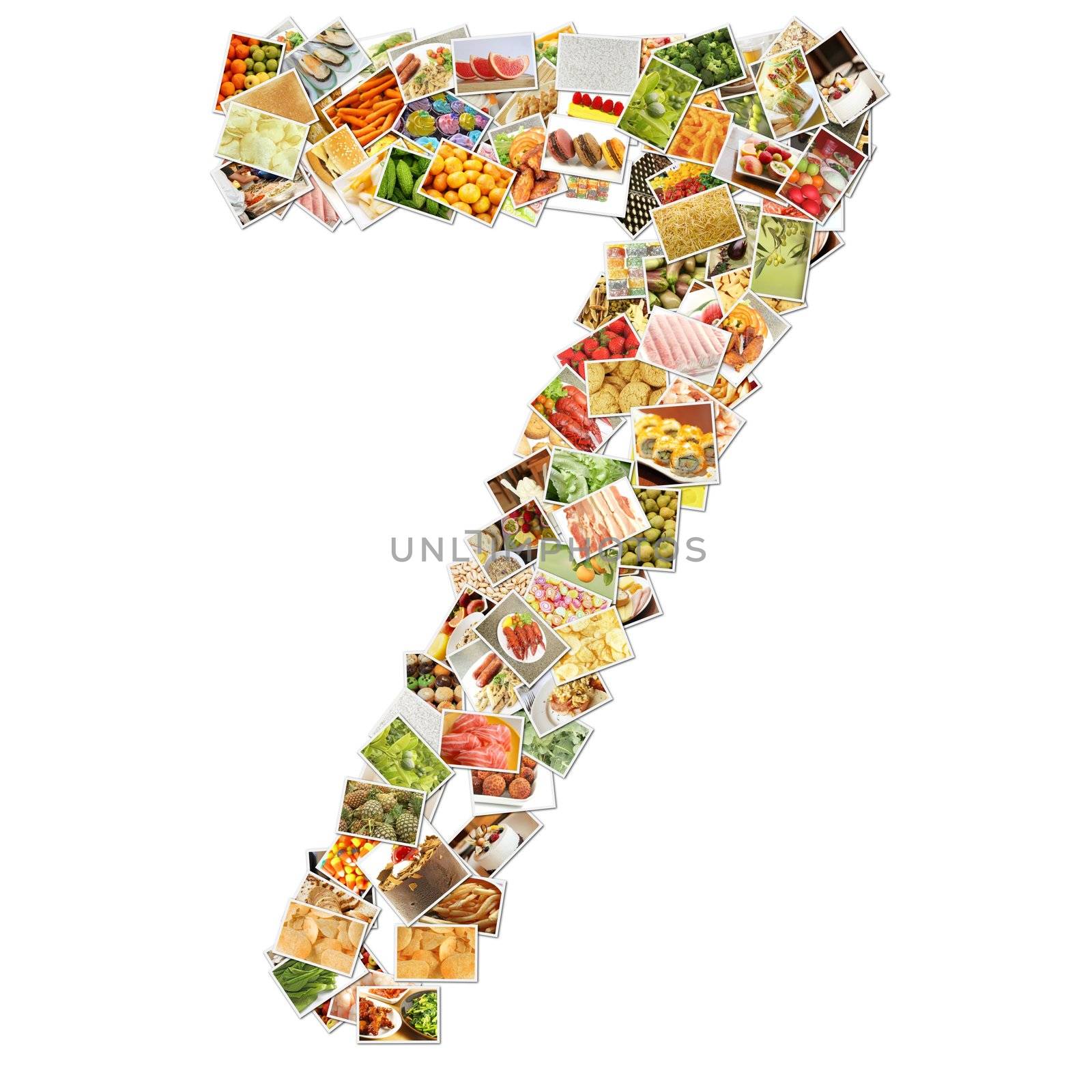 Number 7 Seven with Food Collage Concept Art