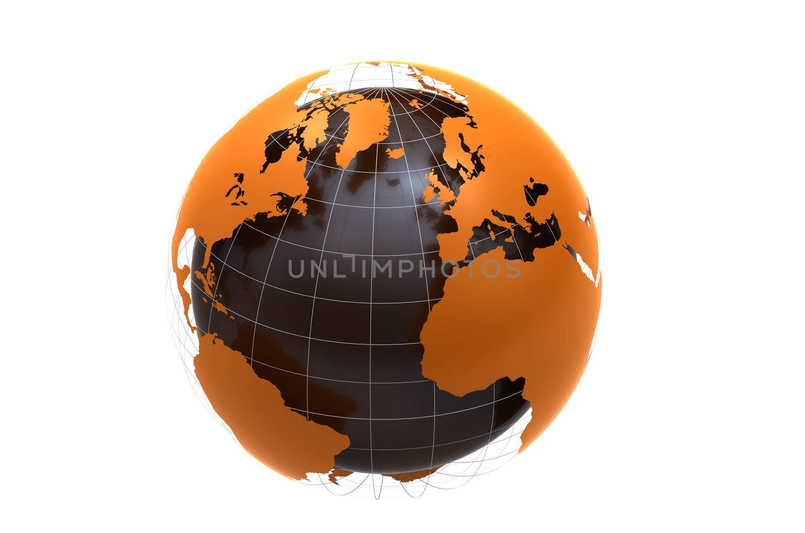 3d orange globe on white background by chrisroll
