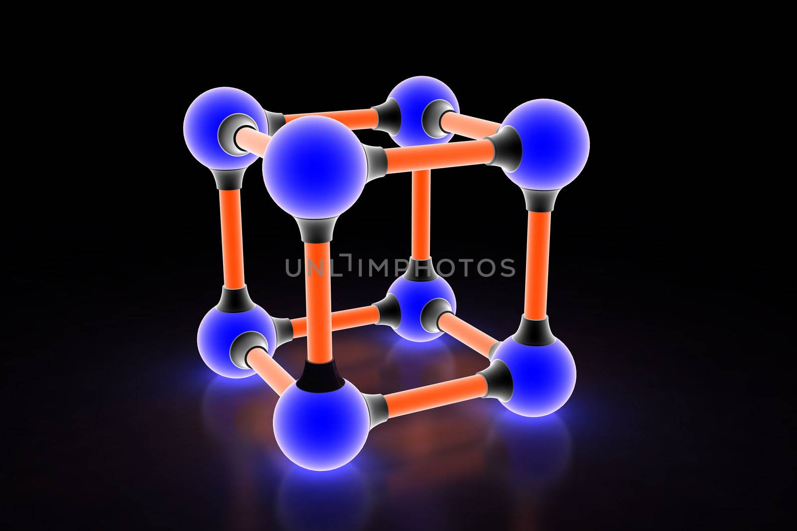 Atom. Image generated in 3D application. High resolution image.