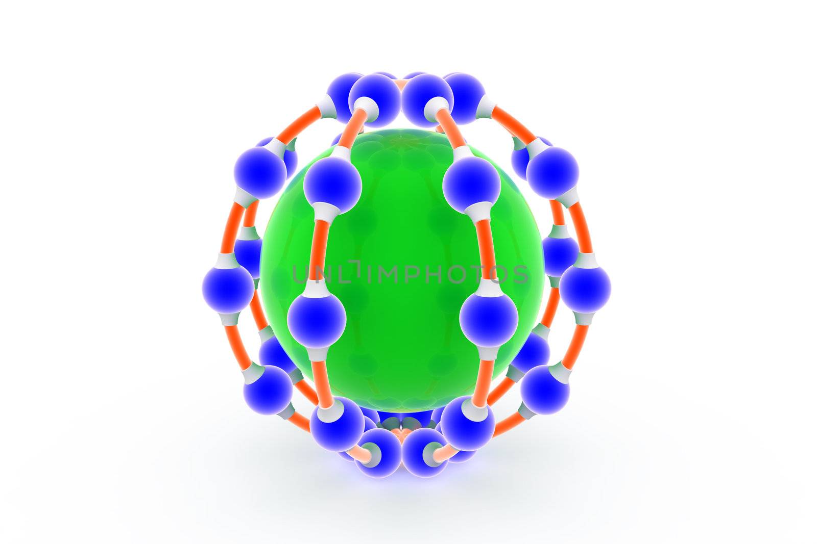 Atom. Image generated in 3D application. High resolution image.