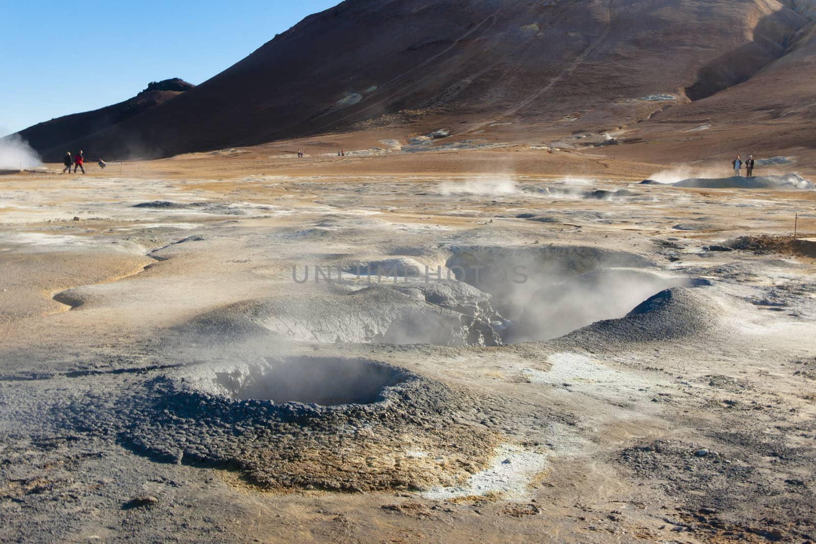 Steam at high pressure of the Sulphurous holes Namafjall in Iceland
