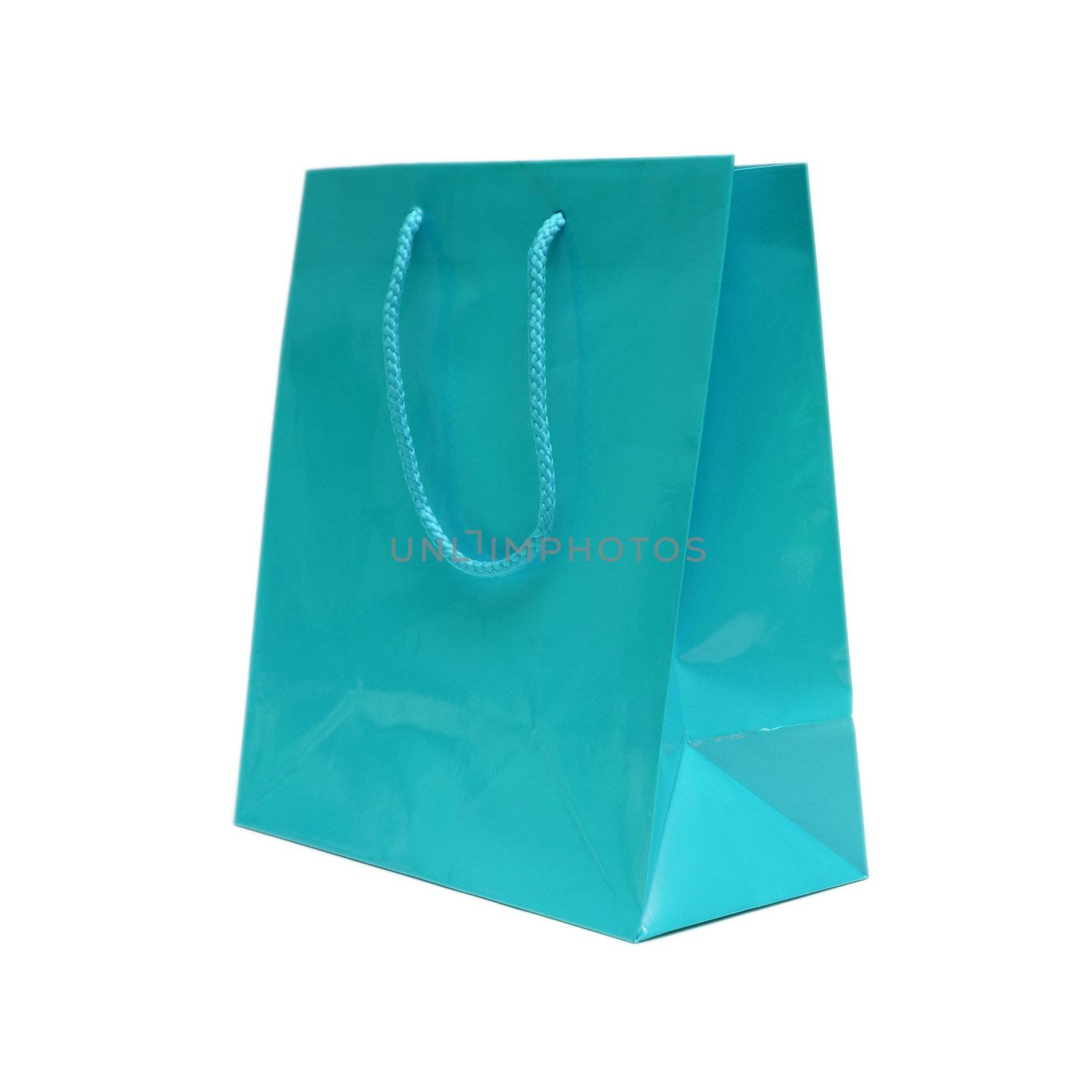 An isolated shot of a blue gift bag to put that special gift in.