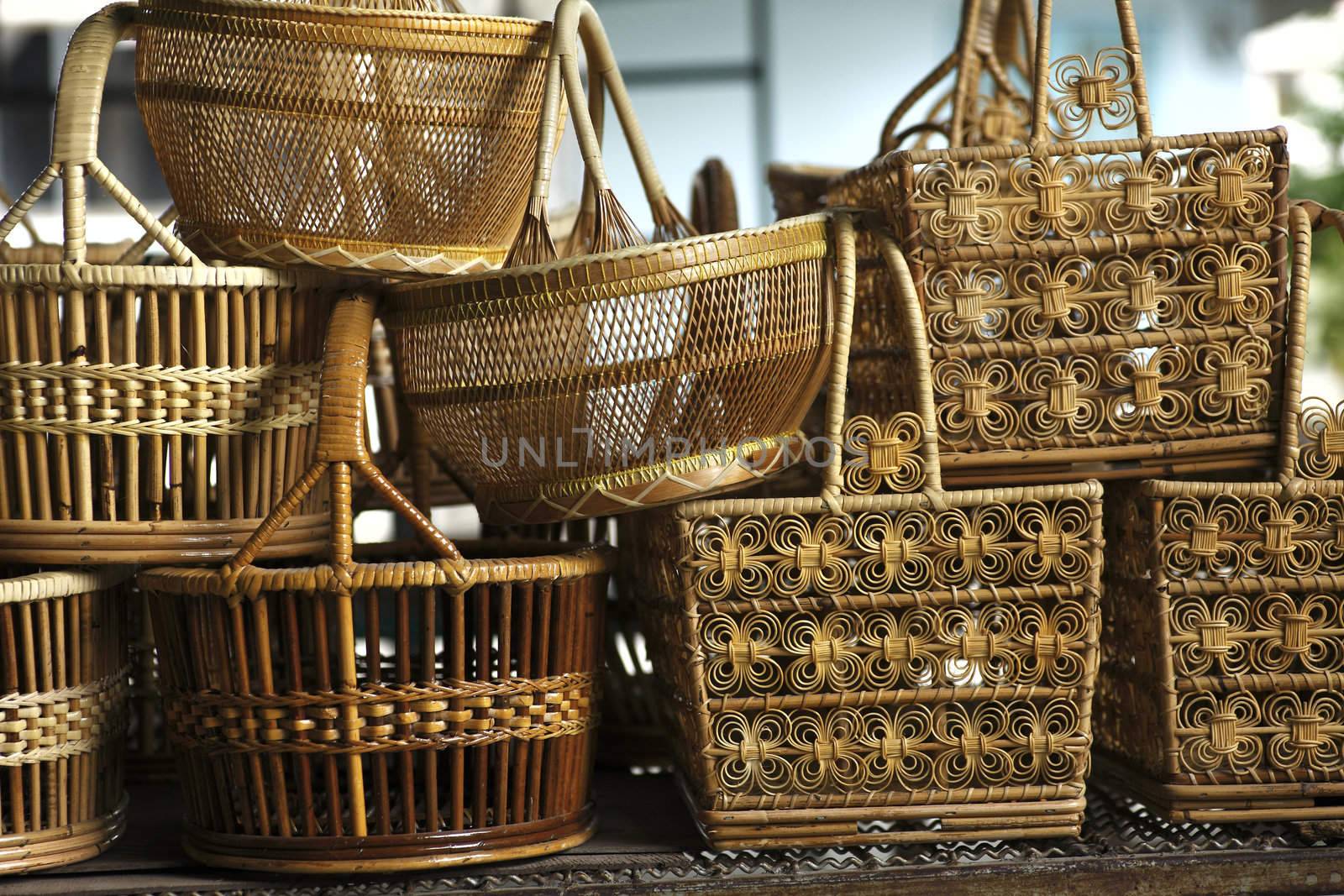 Basket wicker is Thai handmade at Suphanburi near bangkok, Thailand.