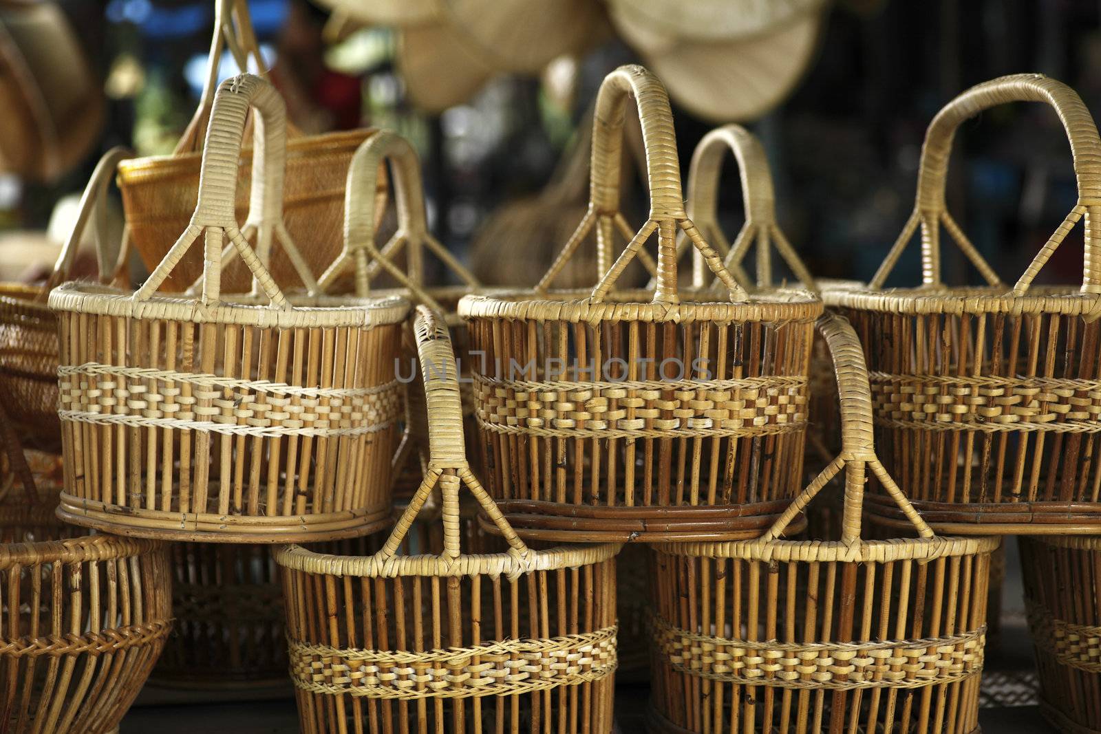 Basket wicker is Thai handmade at Suphanburi near bangkok, Thailand.