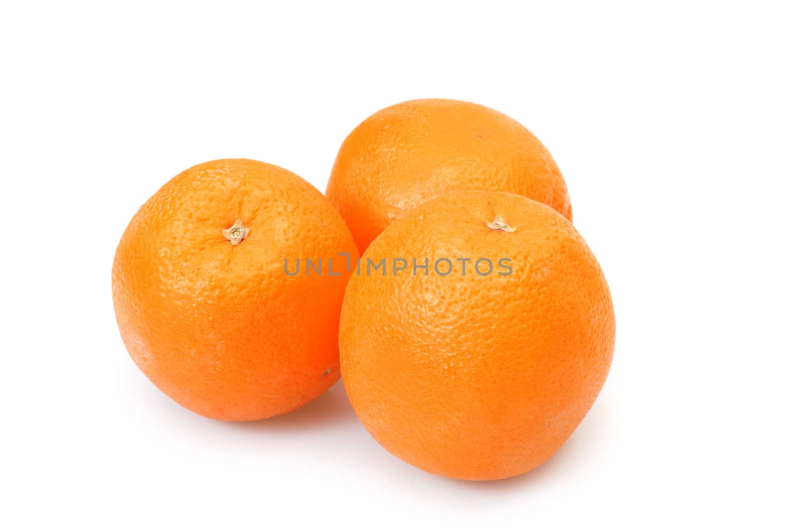 three oranges, photo on the white background