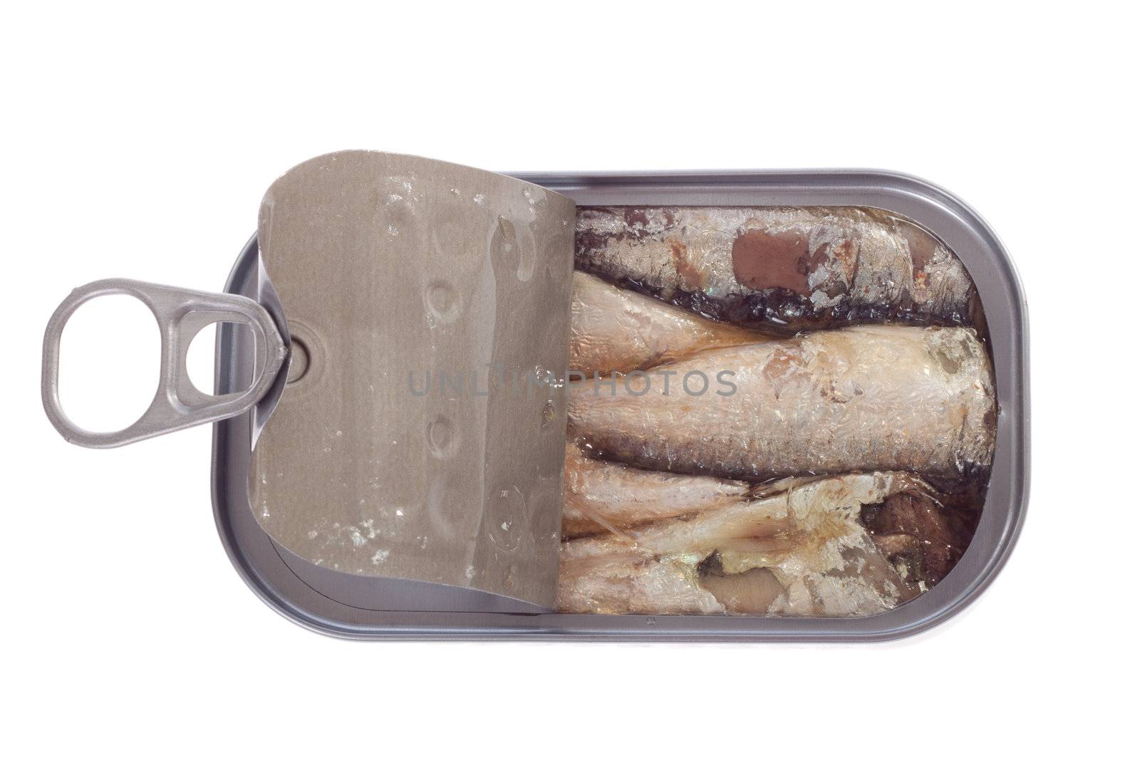 can of sardines isolated on the white