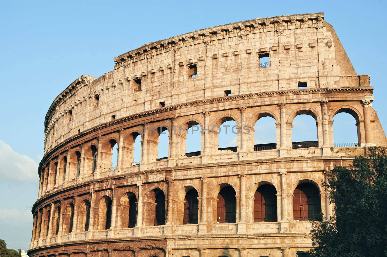 Ancient Walls of Great Roman amphitheater Colosseum in Rome, Italy