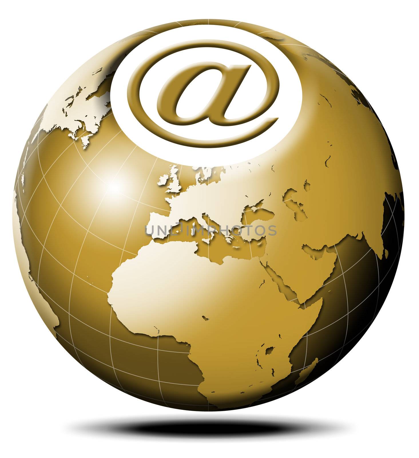 Pulsating icon with symbol e-mail and terrestrial globe