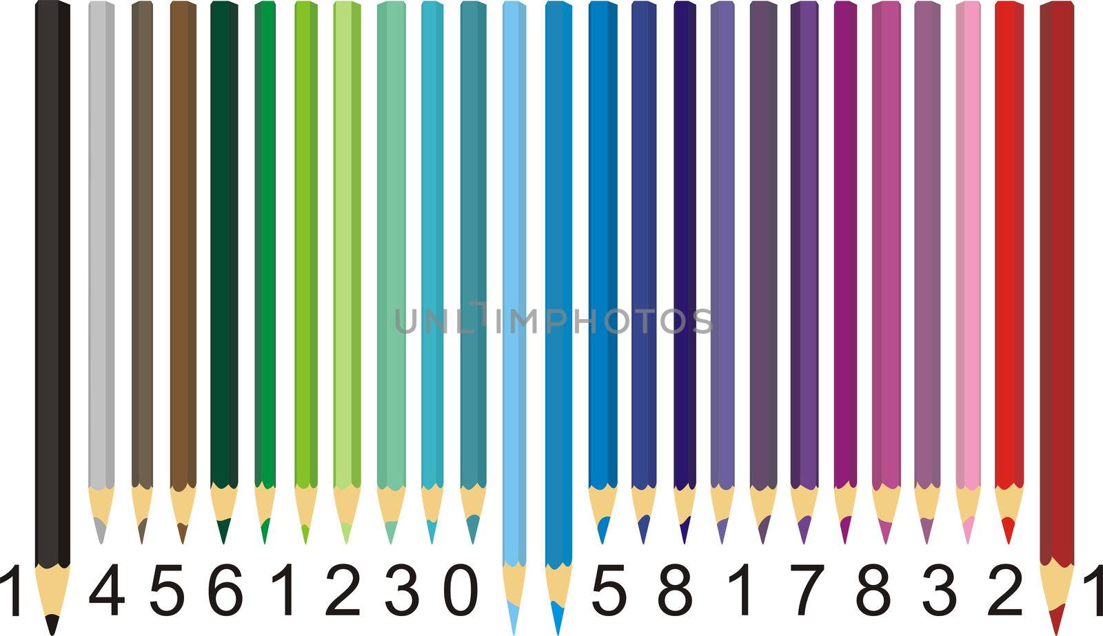 illustration colored pencils in the form of bar code