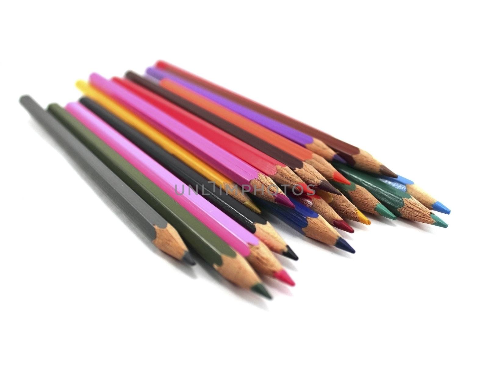 color pencils isolated on the white background