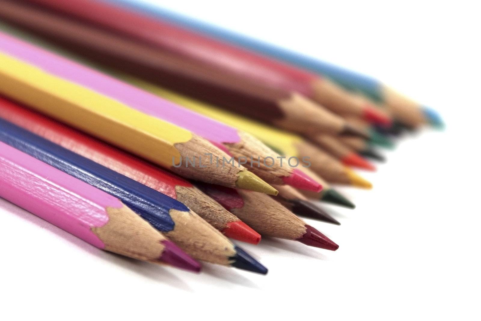 color pencils isolated on the white background