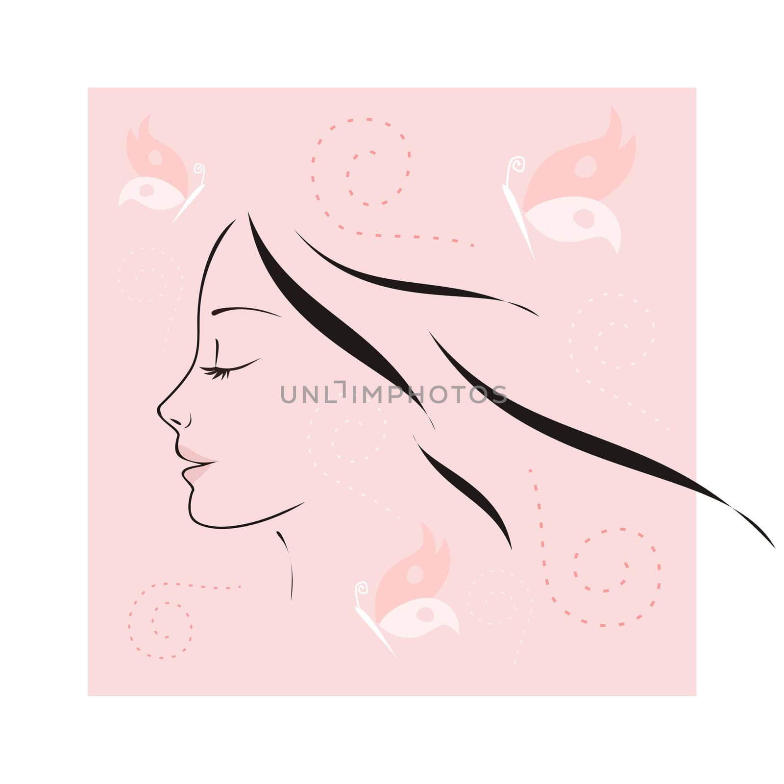 beauty girl profile illustration