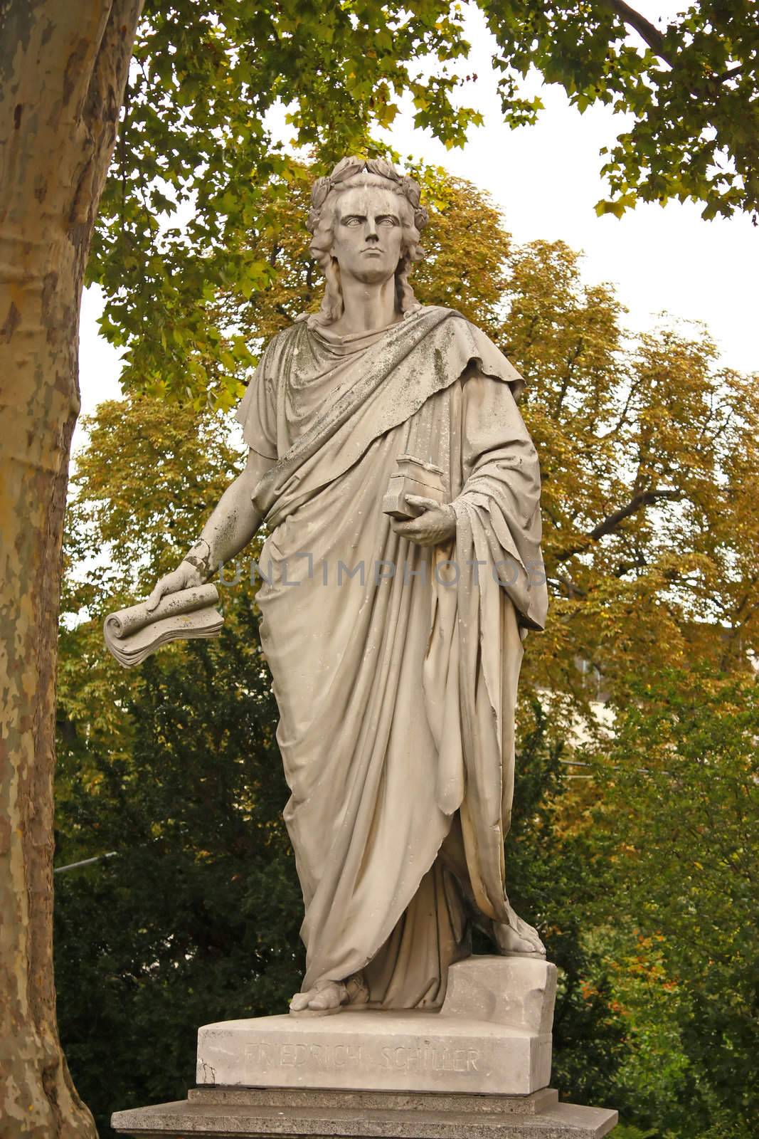 Statue of Johann Christoph Friedrich von Schiller, German poet, philosopher, historian and playwright in Stuttgart