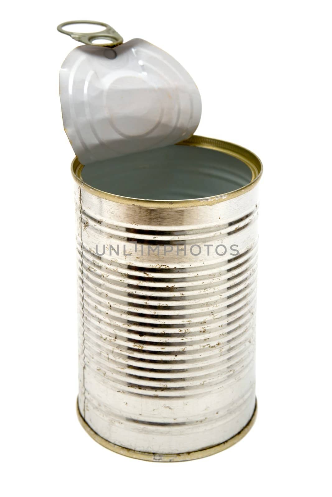 Metal can isolated on a white background.