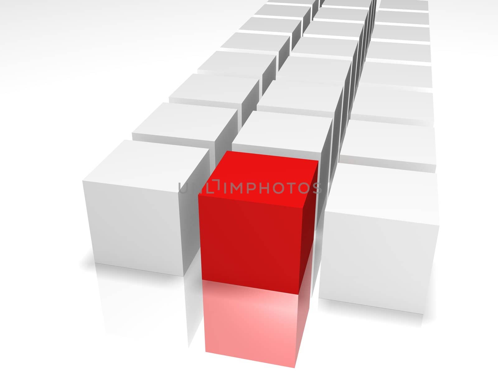3D cubes of red and white on a white background