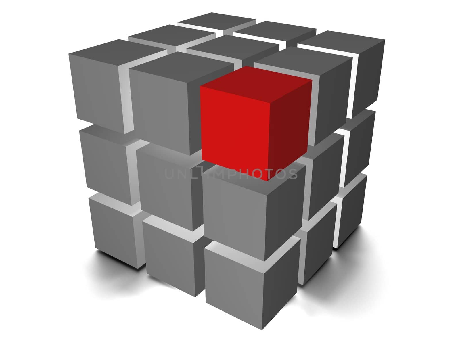 Individuality red cube on the white backround by mvprint