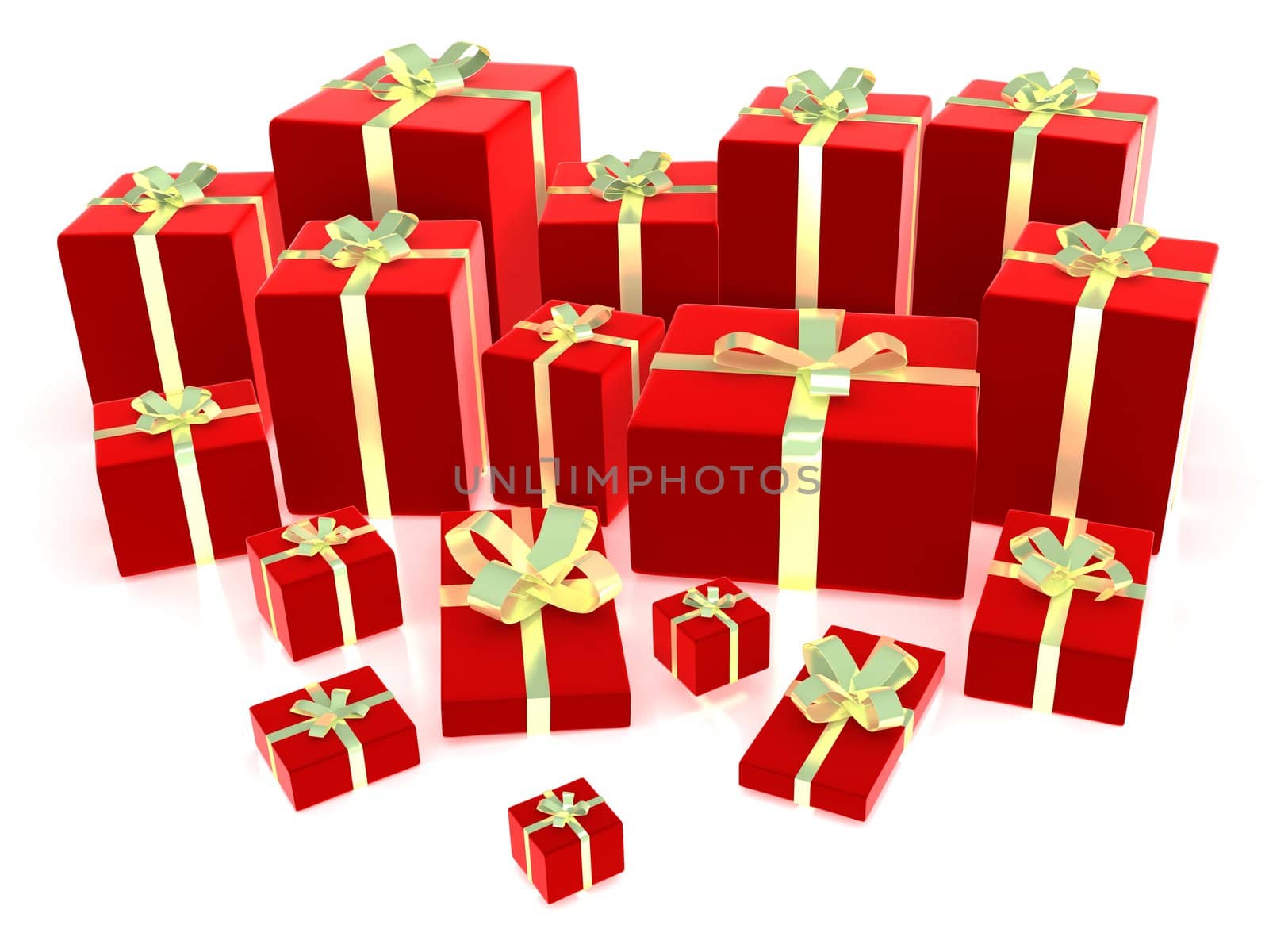 Red gift boxes on white background 3D rendering by mvprint