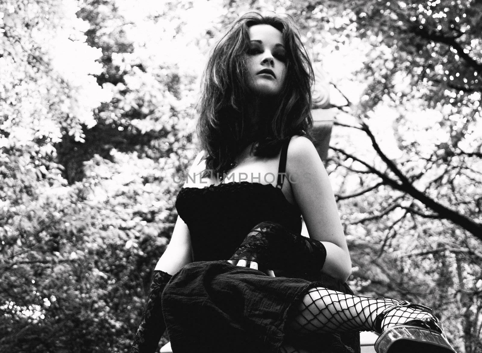 Pretty young gothic outside by DNFStyle