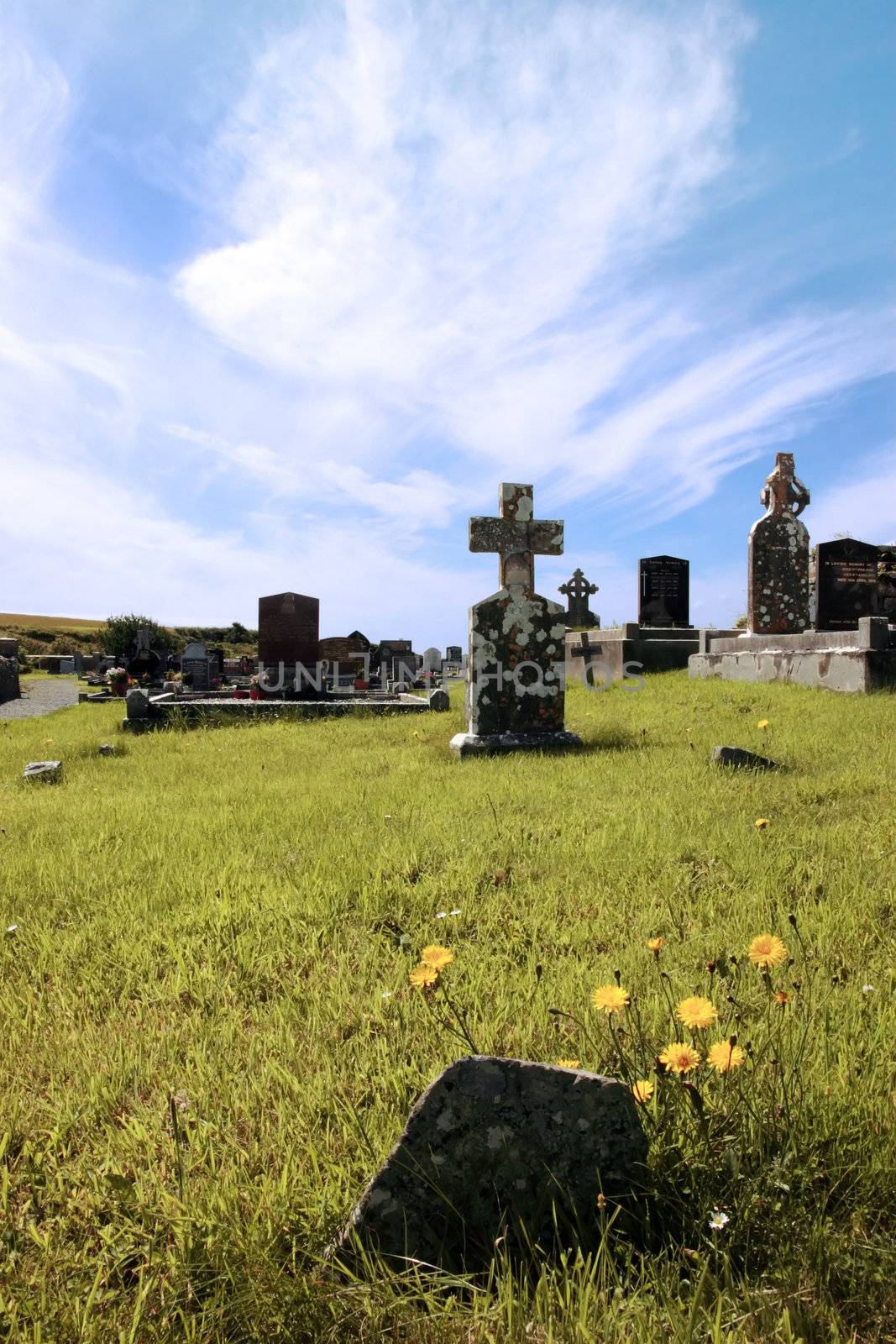 an old irish graveyard in Kerry on the west coast of Ireland