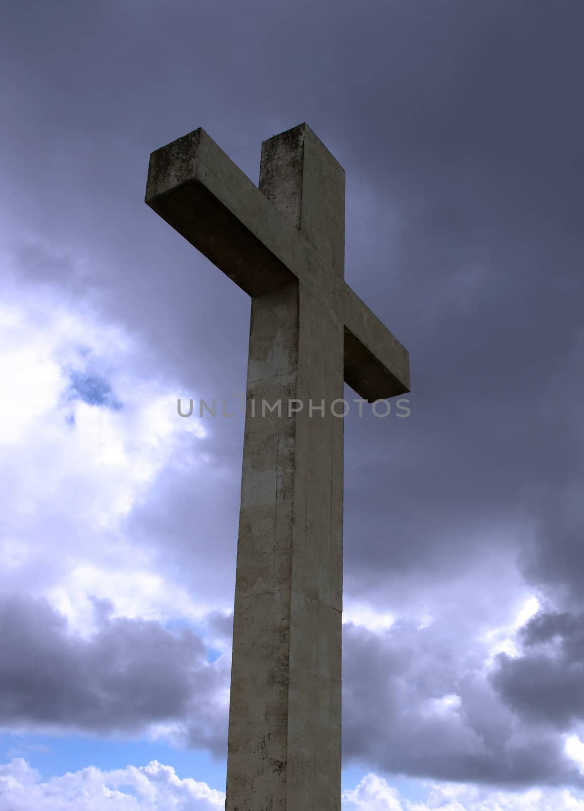 concrete Cross on top of bear island in county Cork Ireland