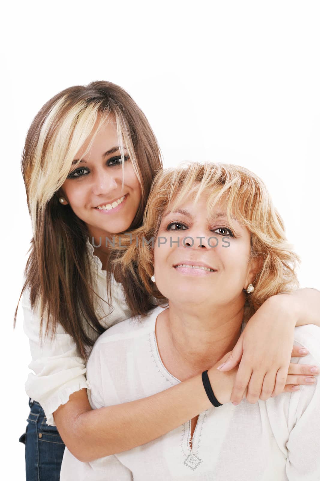 Latin mother and daughter isolated on a white background by dacasdo