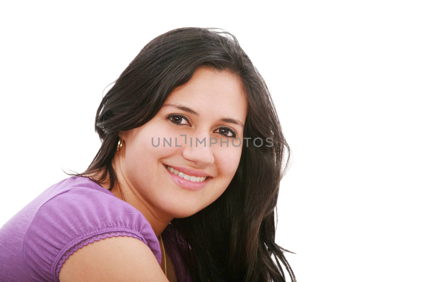 Portrait of sexy woman, isolated on white background