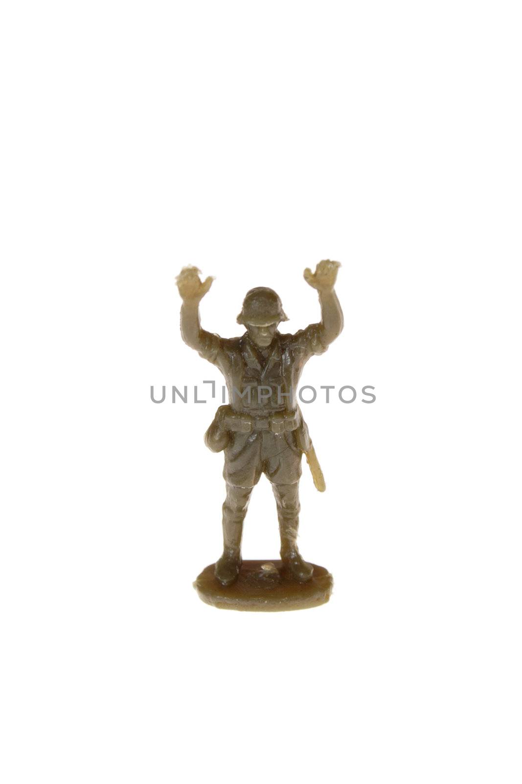 plastic toy soldier, photo on the white background