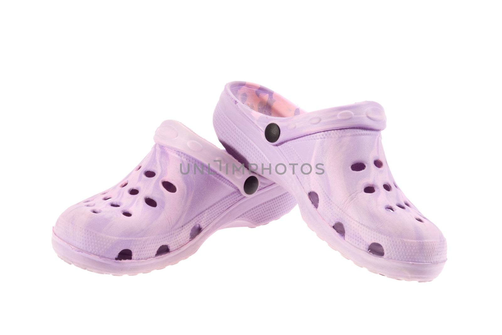 Rubber sandals, photo on the white background 