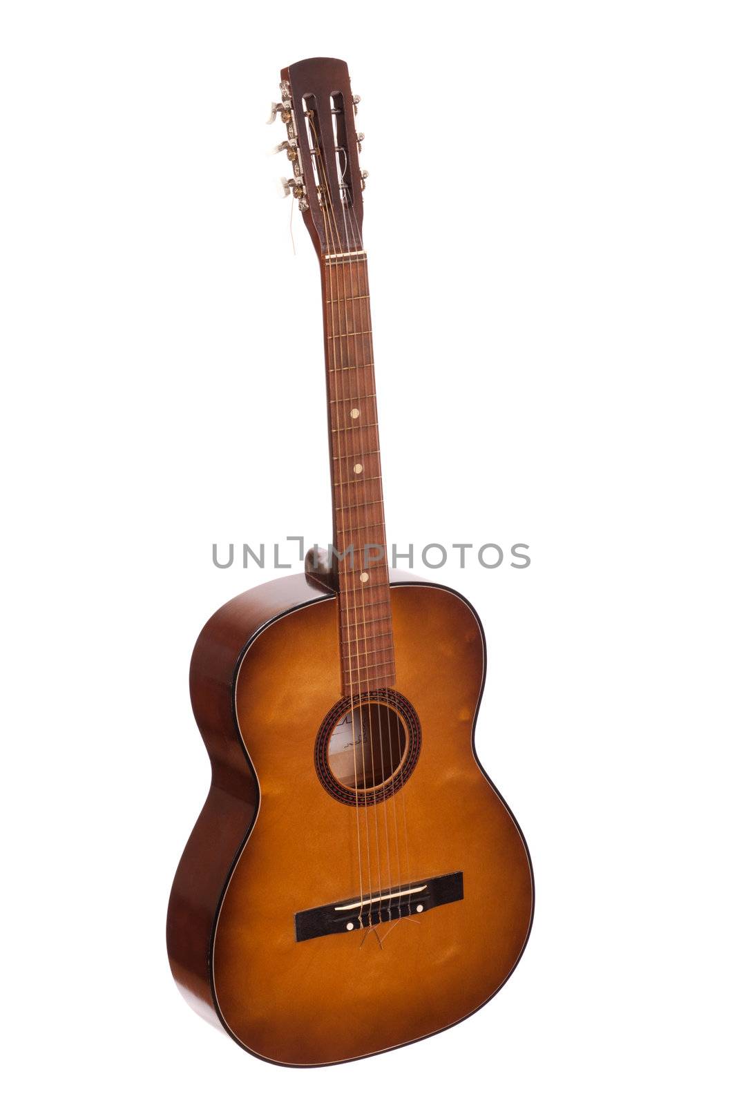 guitar acoustic, photo on the white background 