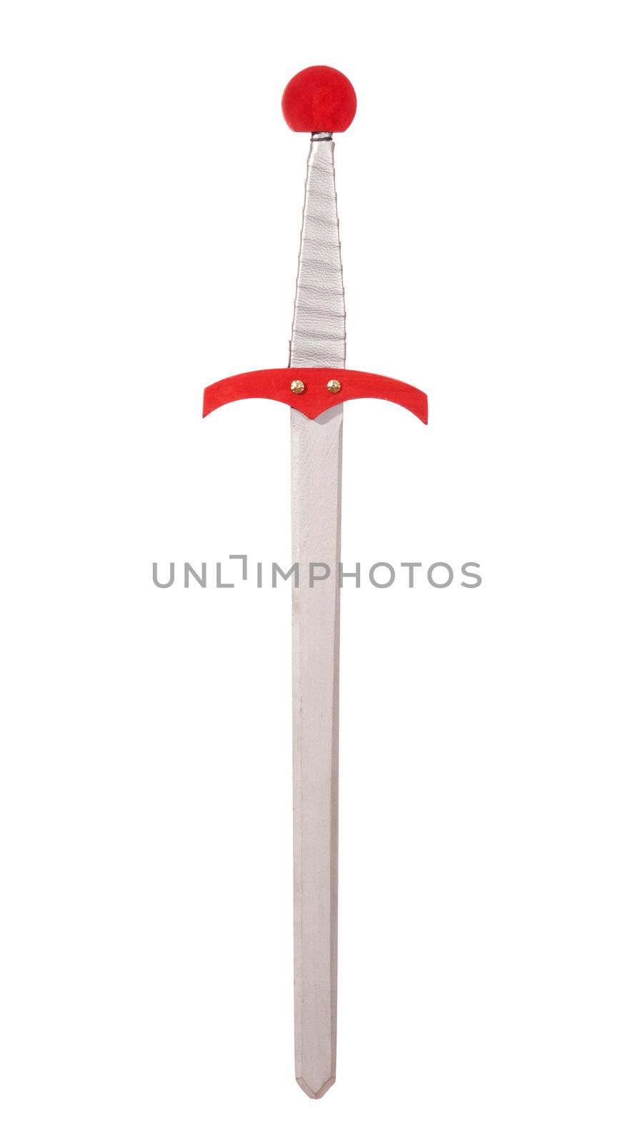 wooden sword - toy, photo on the white background 