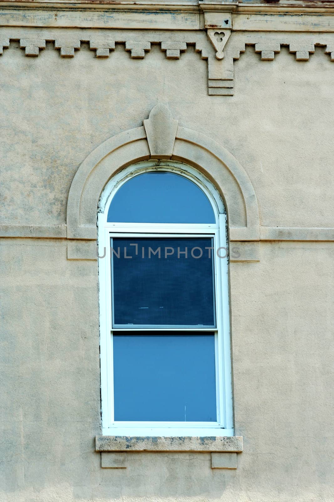 A window on the side of a building