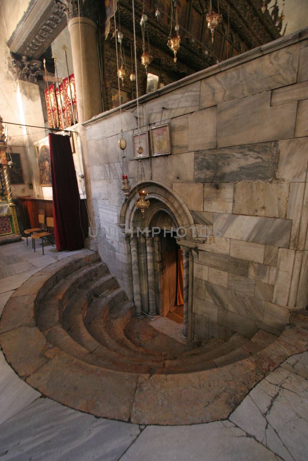 Entrance to the Grotto of the Nativity, Bethlehem by atlas