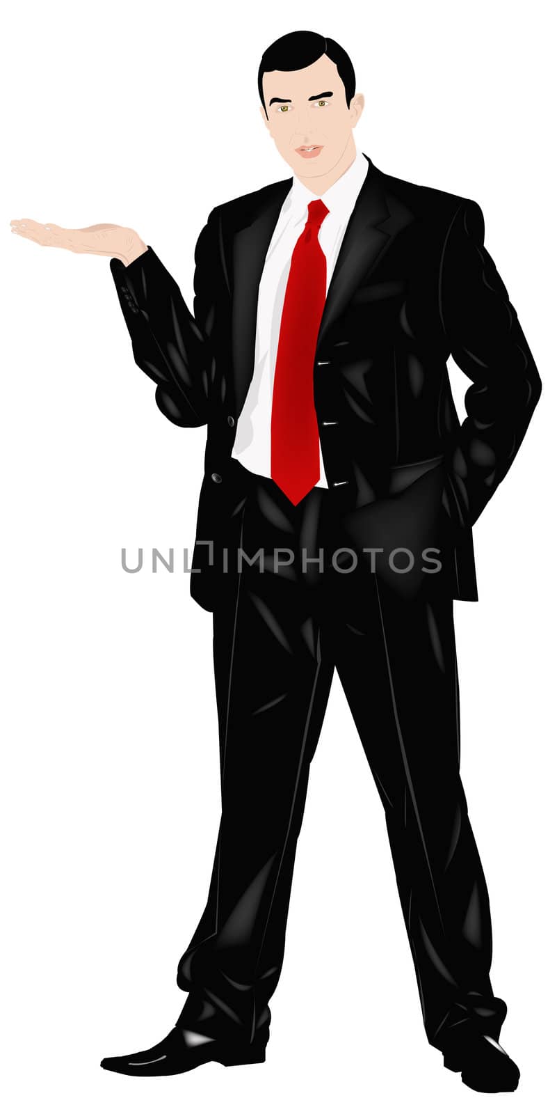 The elegant imposing businessman on a white background