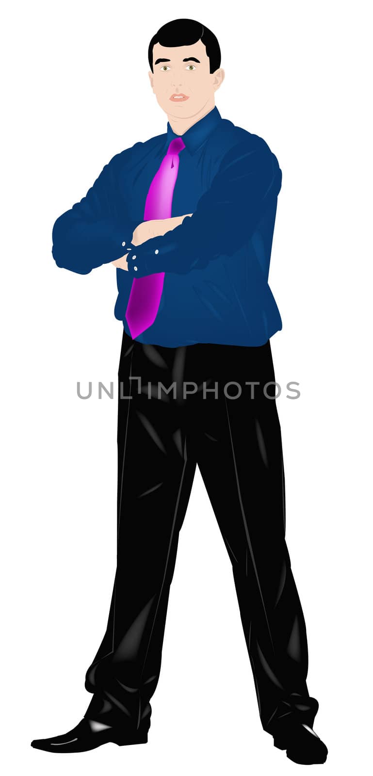 The elegant imposing businessman on a white background