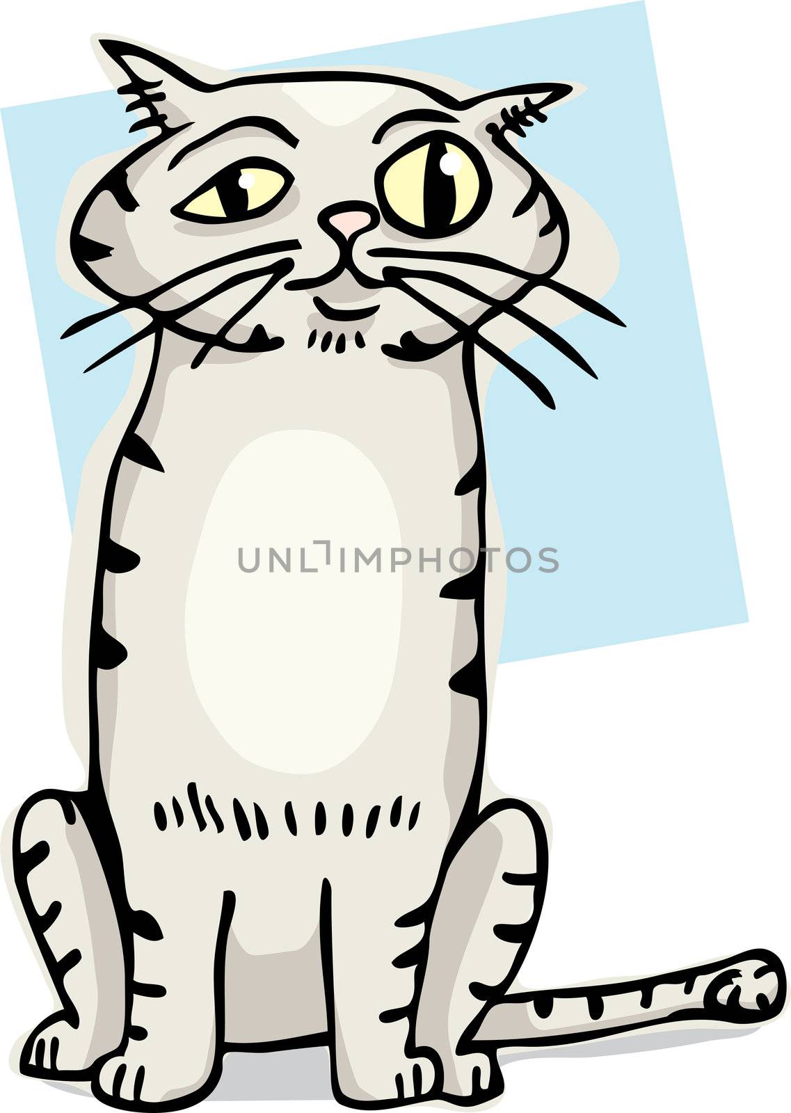 Cute striped cat with bulging eye cartoon.